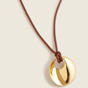 New With Tags Reimagined By J. Crew Brown Leather Adjustable Pendant Necklace